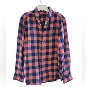 Vineyard Vines Flannel Button-Down Pink Blue M